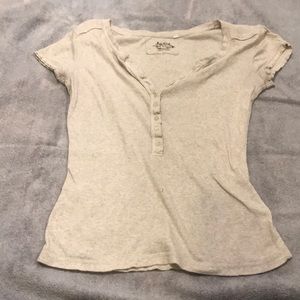 COPY - Cream Button up V-neck shirt